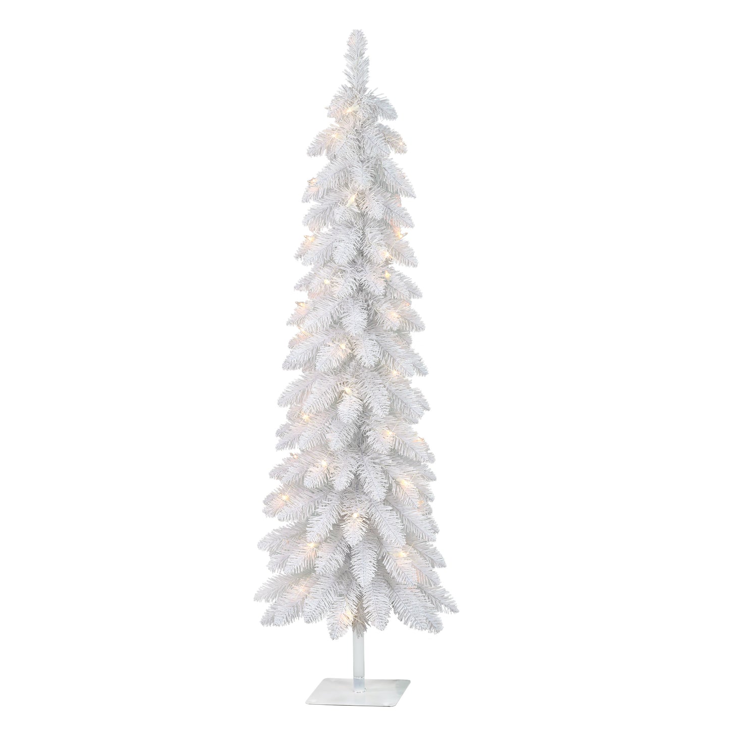 4 ft Pre-Lit White Artificial Alpine Pencil Tree