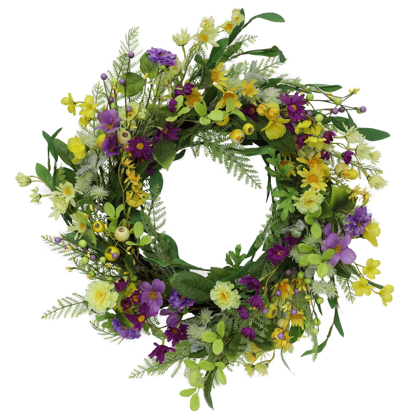 24" Artificial Spring Mixed Floral Wreath