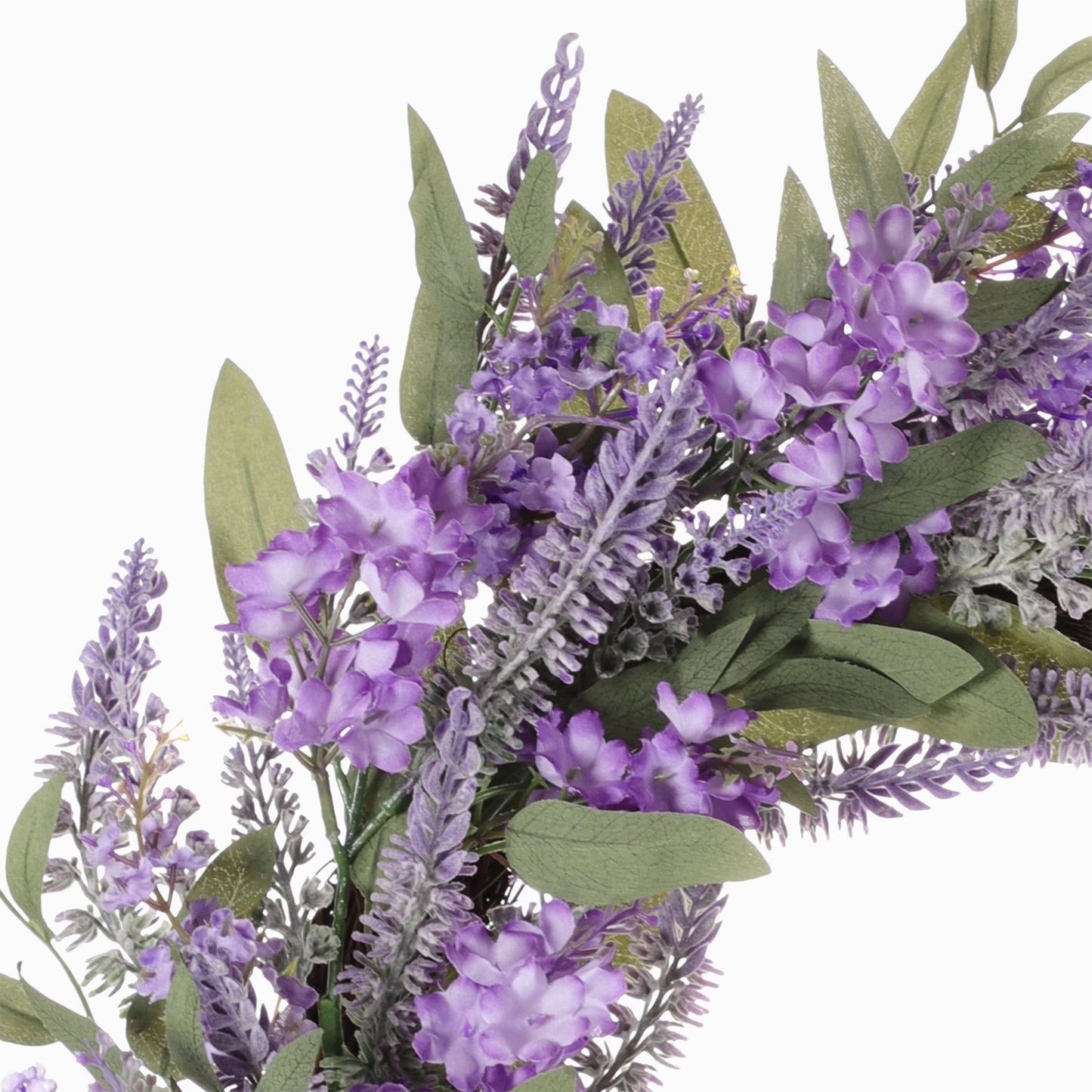 24" Artificial Lavender Floral Spring Wreath With Green Leaves
