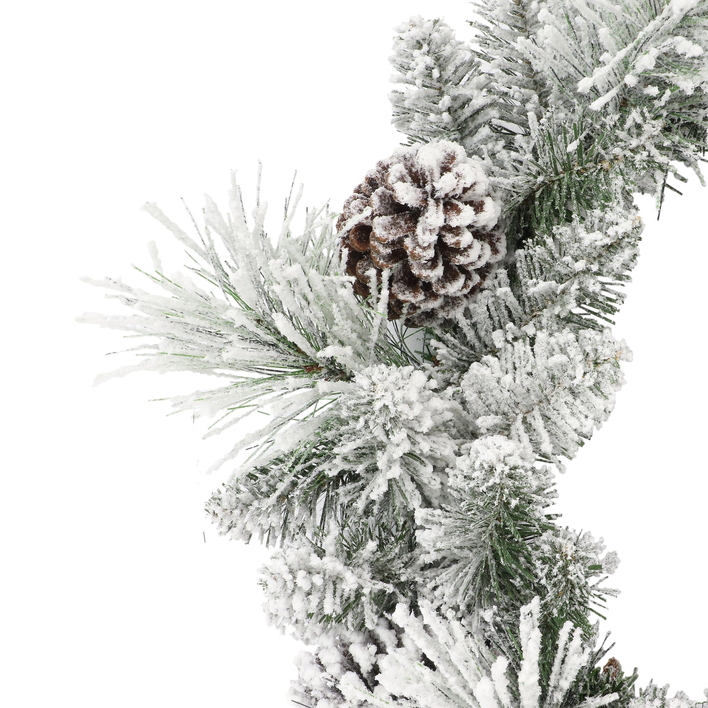24 in Flocked Berkshire Spruce Wreath 56 Tips Pine Cones