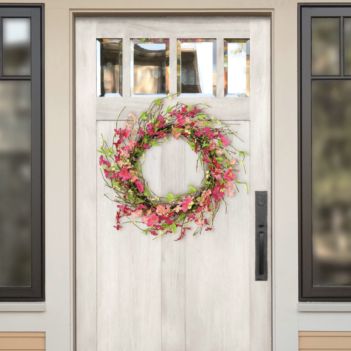 24" Artificial Spring Jasmine Flower Wreath