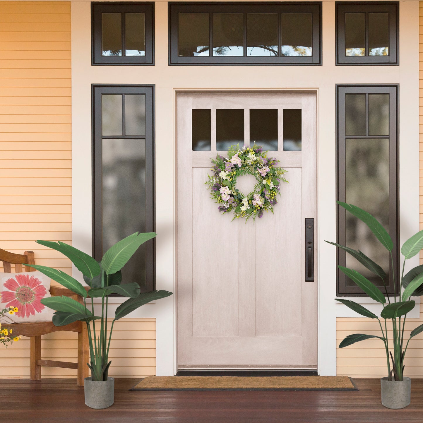 Puleo International 30" Artificial Hydrangea Floral Spring Door Wreath