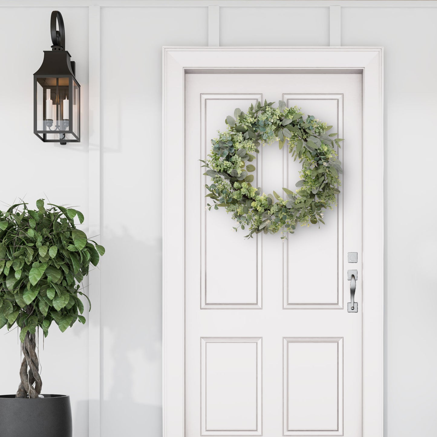 30" Artificial Eucalyptus Spring Wreath With Creeping Jenny Leaves