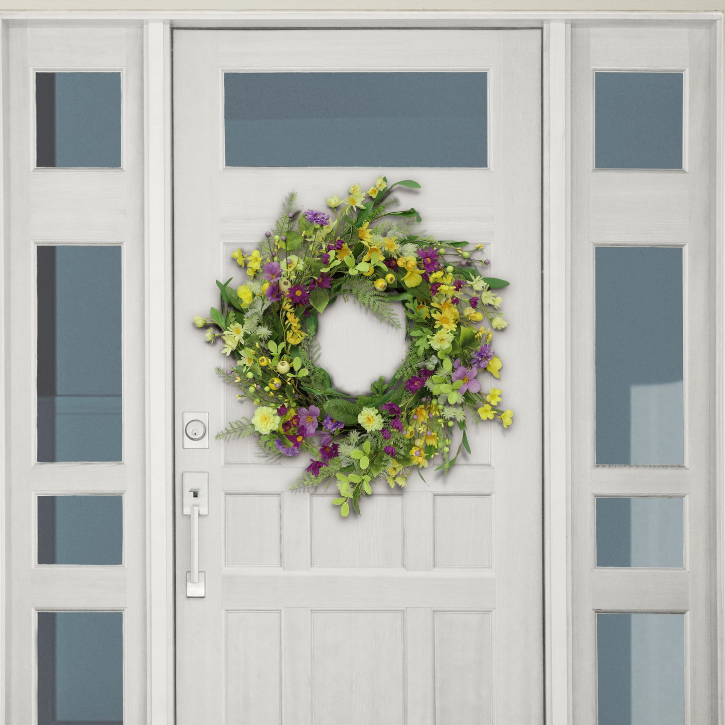 24" Artificial Spring Mixed Floral Wreath