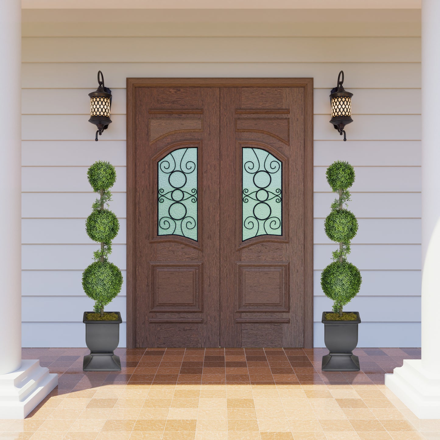 60" Topiary Triple Ball Boxwood Artificial Tree