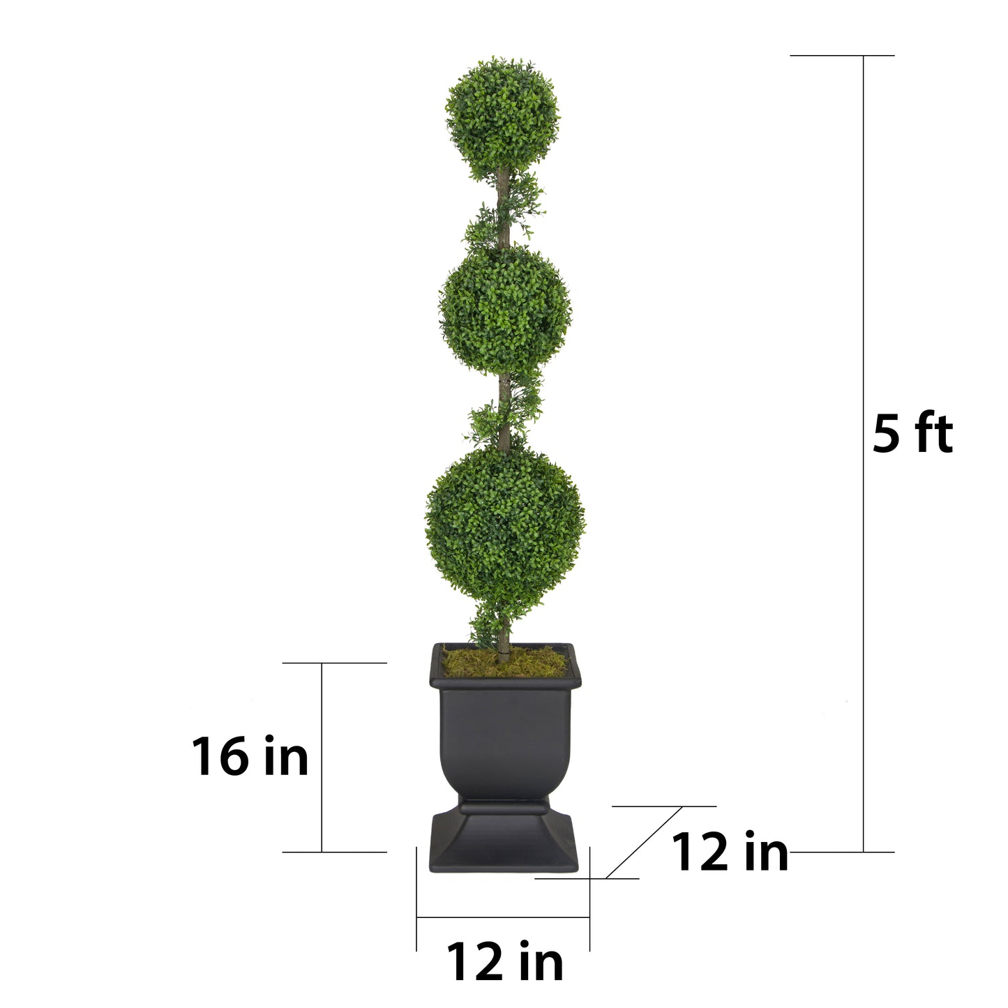60" Topiary Triple Ball Boxwood Artificial Tree