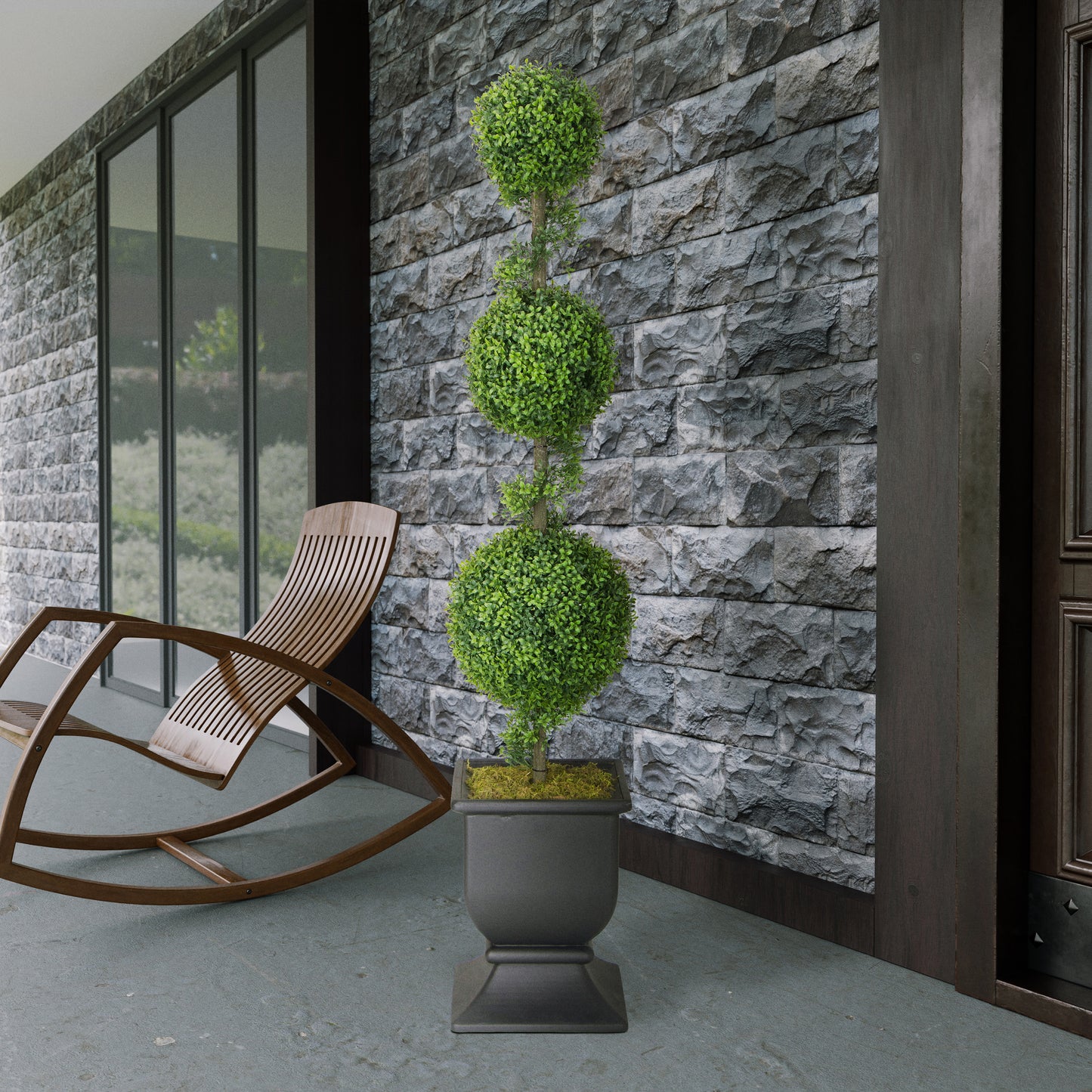 60" Topiary Triple Ball Boxwood Artificial Tree