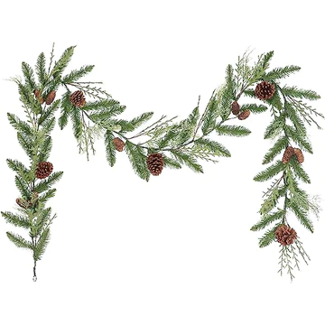 Puleo International 9 ft Artificial Cypress Garland with Pinecones