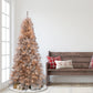 6.5 ft Pre-Lit Rose Gold Artificial Christmas Tree with 300 UL Clear Lights Metal Stand