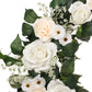 24" Artificial Rose,Camellia,babysbreath Floral Spring Wreath With Green Leaves