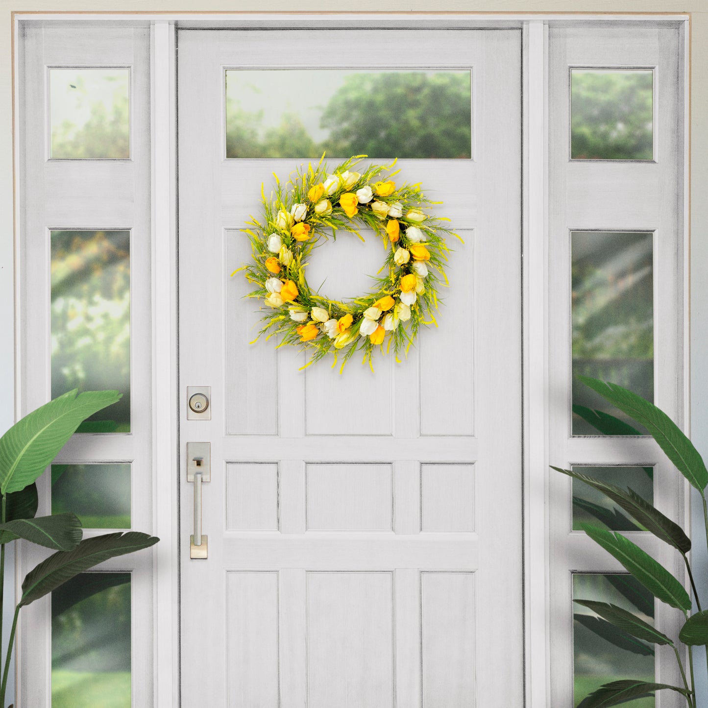Puleo International 30" Artificial Tulip Floral Spring Door Wreath