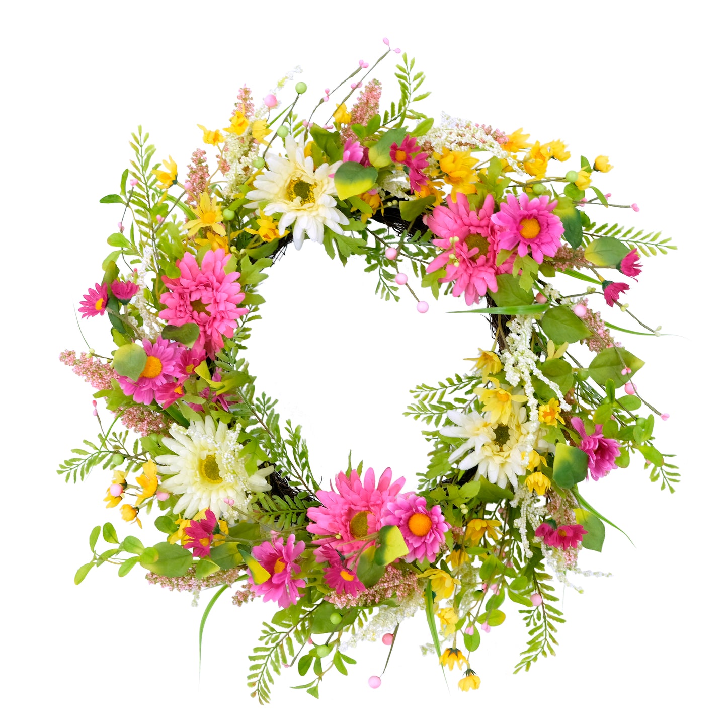 Puleo International 24" Artificial Chrysanthemum Floral Spring Door Wreath