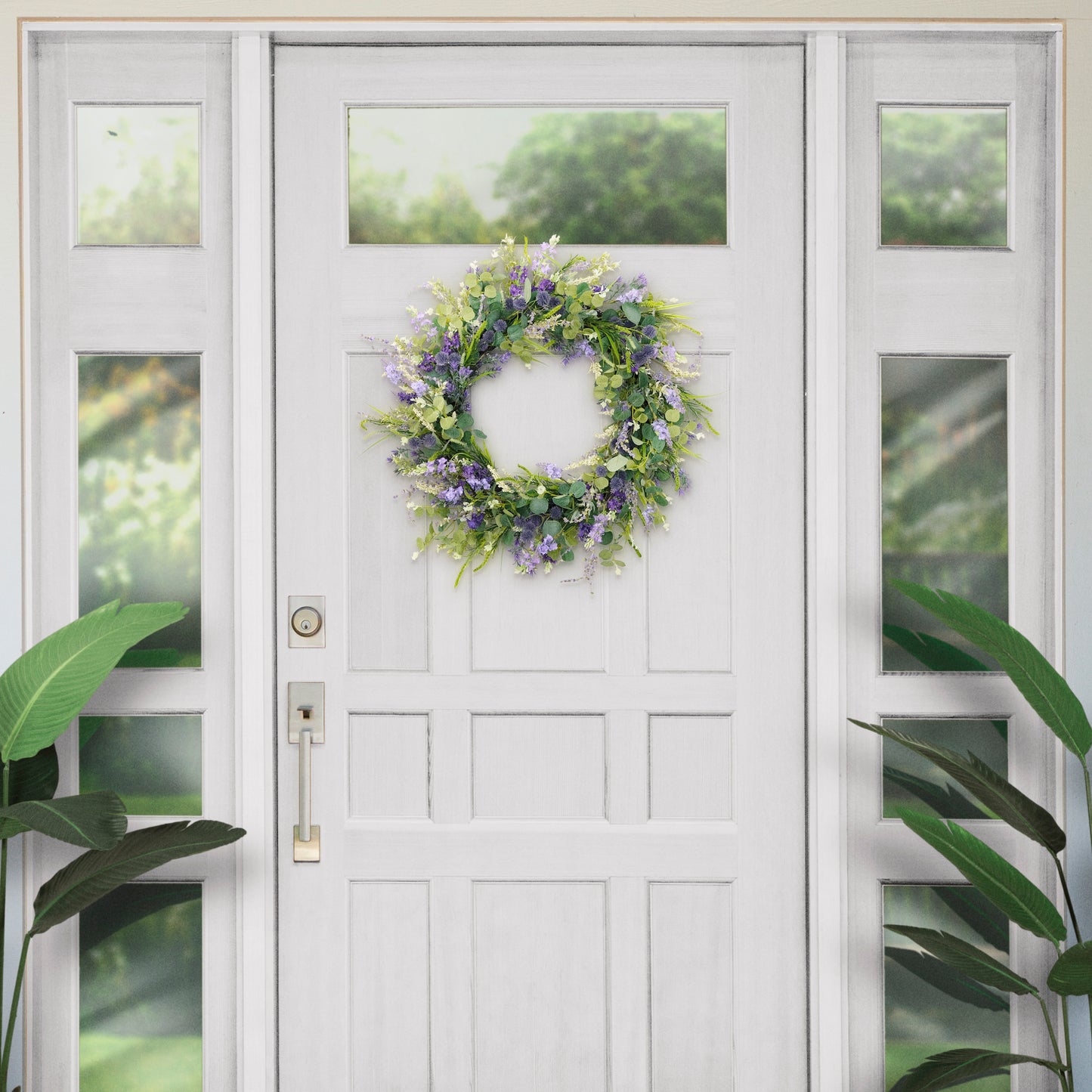 Puleo International 30" Artificial Eucalyptus Floral Spring Door Wreath
