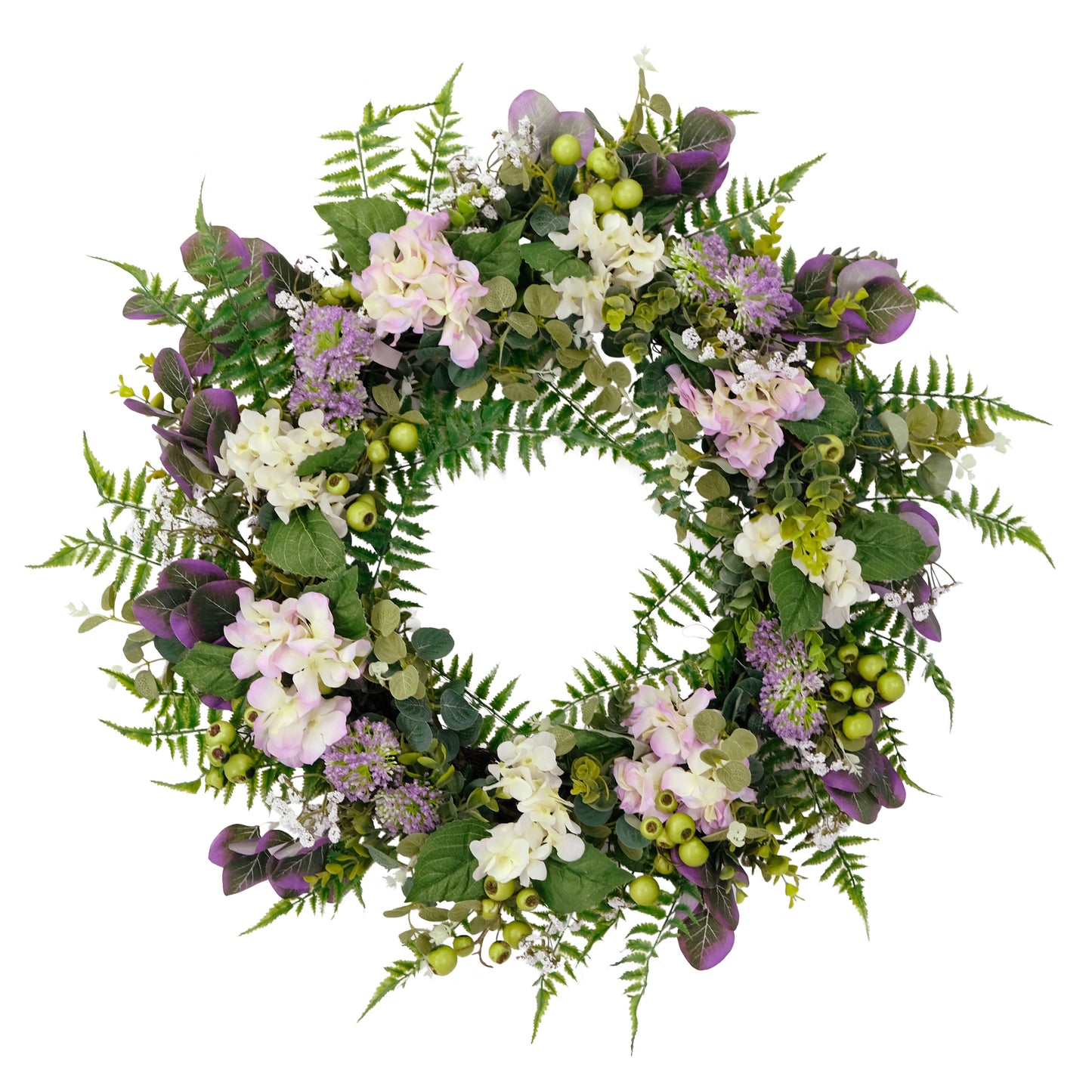 Puleo International 30" Artificial Hydrangea Floral Spring Door Wreath