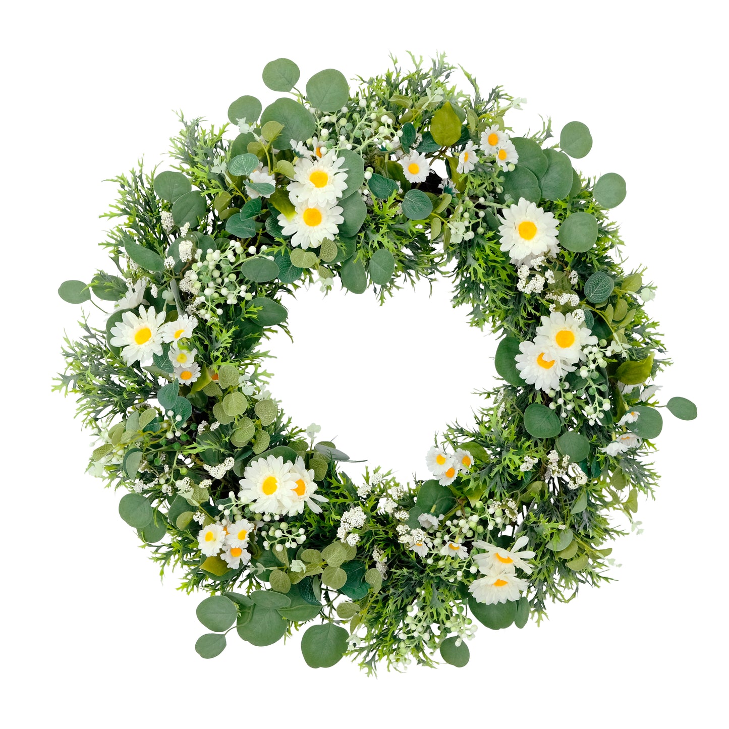 Puleo International 30" Artificial Daisy Floral Spring Door Wreath