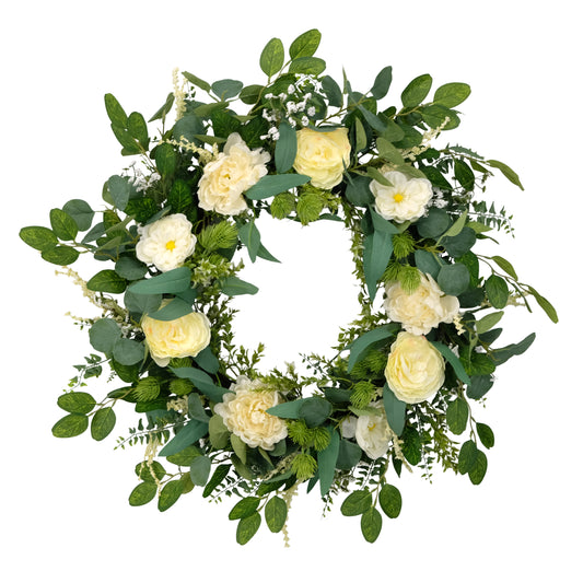 Puleo International 30" Artificial Eucalyptus Floral Spring Door Wreath