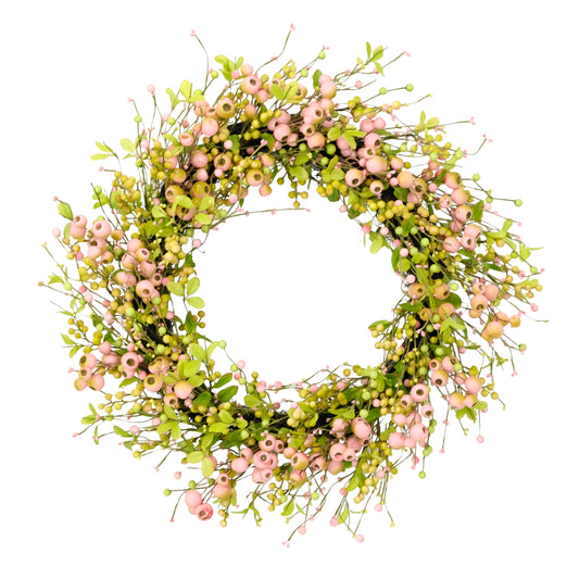 Puleo International 30" Artificial Blossoming Poppy Floral Spring Door Wreath