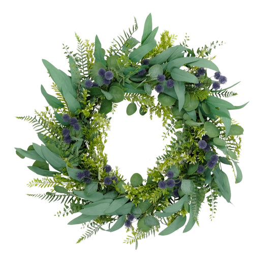 Puleo International 30" Artificial Eucalyptus Floral Spring Door Wreath