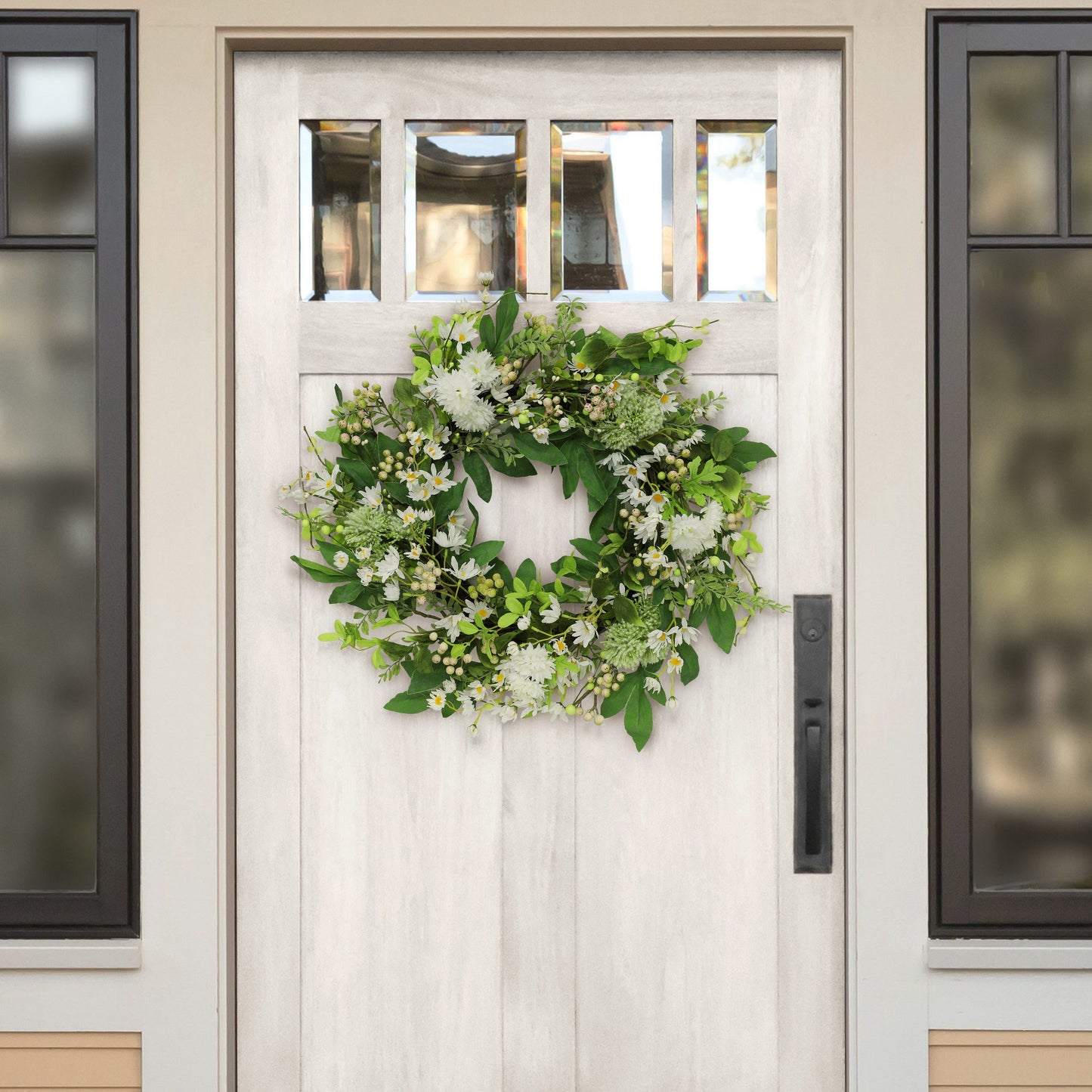 24" Artificial Daisy Spring Mixed Flower Wreath