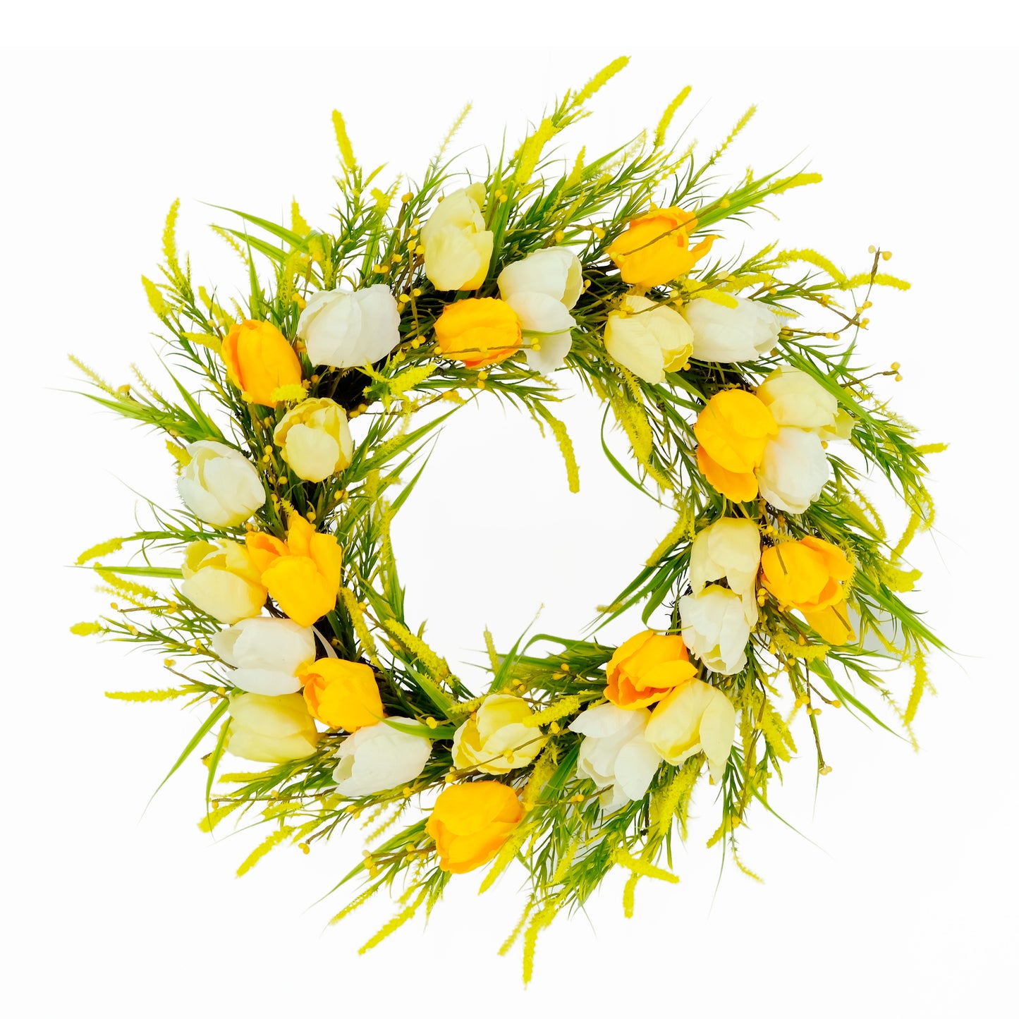 Puleo International 24" Artificial Tulip Floral Spring Door Wreath