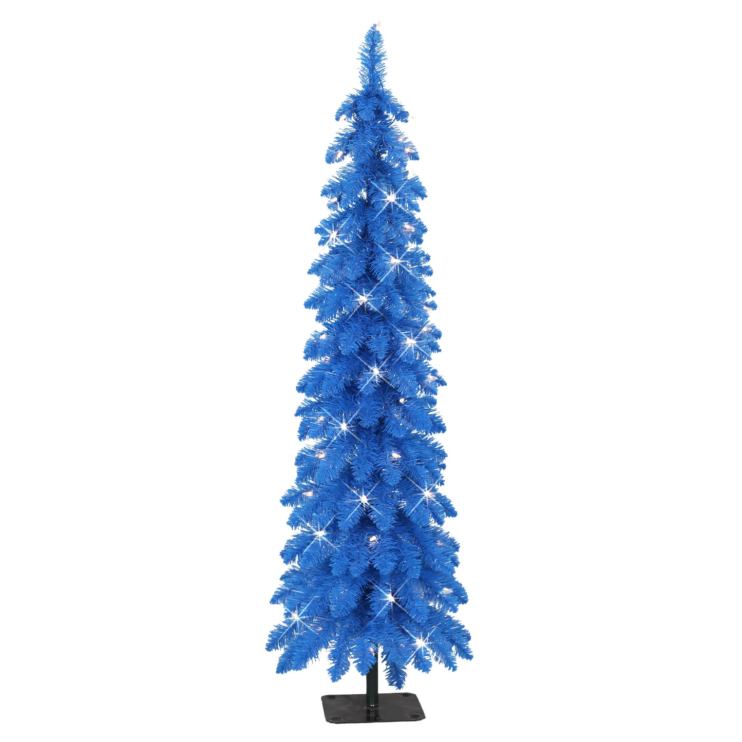 4 ft Pre-Lit Blue Artificial Alpine Pencil Tree