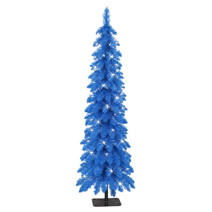 4 ft Pre-Lit Blue Artificial Alpine Pencil Tree