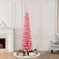6 ft Pre-Lit Flocked Pink Artificial Alpine Pencil Tree