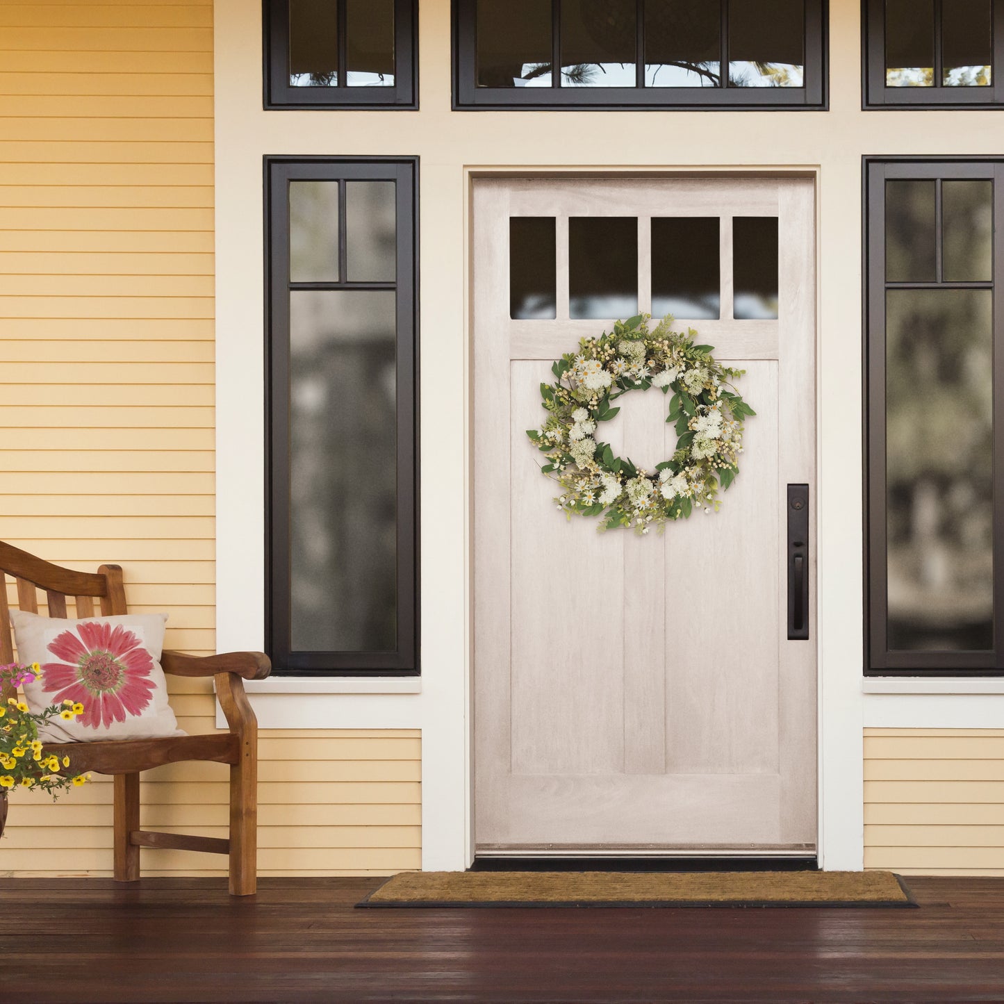 30" Artificial Chrysanthemum and Daisy Floral Spring Wreath