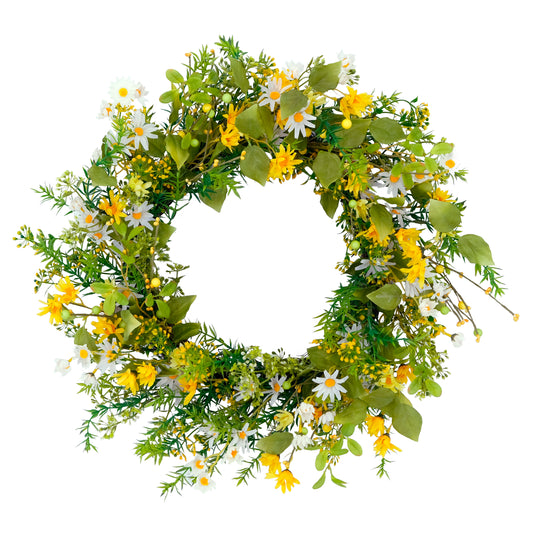 Puleo International 24" Artificial Daisy Floral Spring Door Wreath, Multicolor