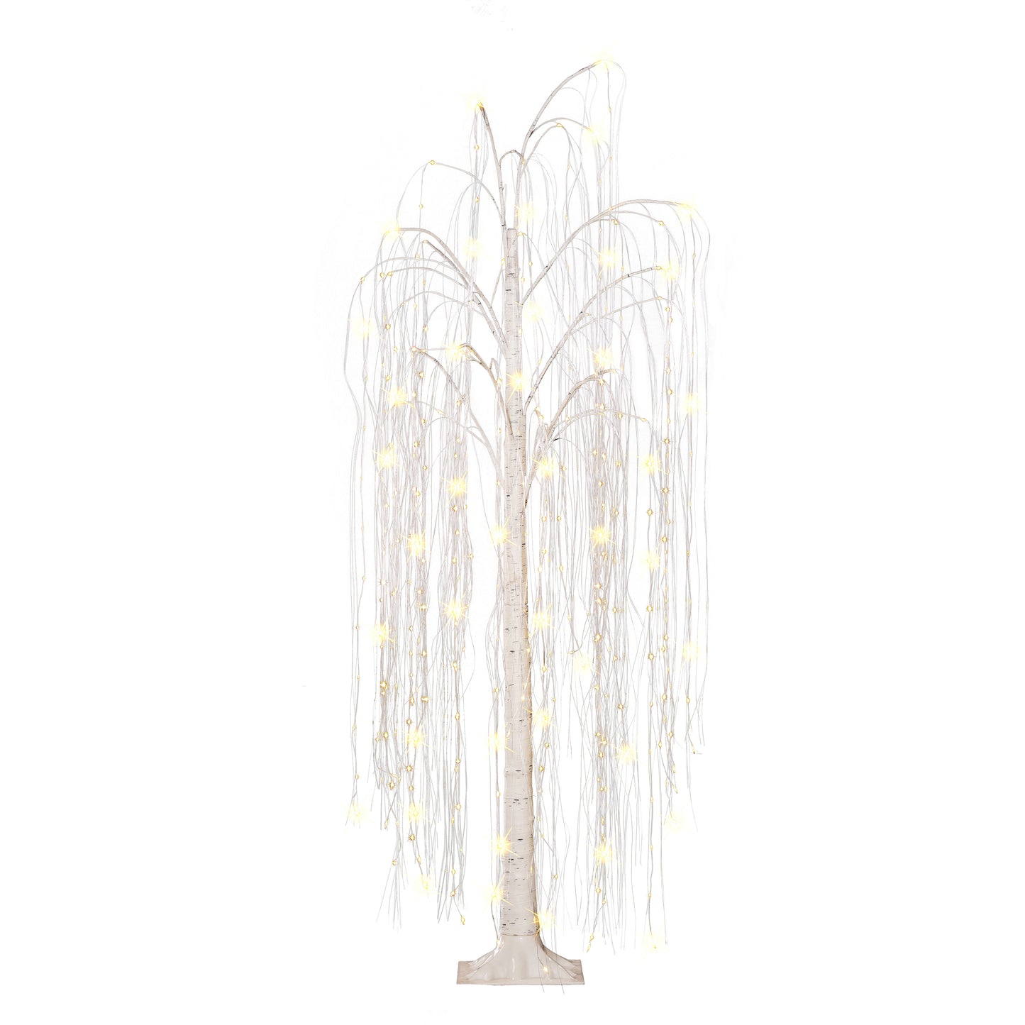 6 ft Pre-Lit Outdoor Willow Tree With 360 Warm White Multi-Function Dual LED Lights Outdoor UL Adapter Stand Included