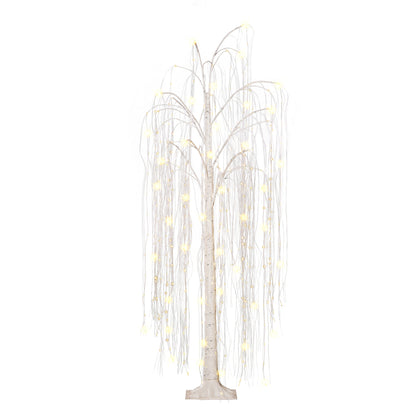 6 ft Pre-Lit Outdoor Willow Tree With 360 Warm White Multi-Function Dual LED Lights Outdoor UL Adapter Stand Included