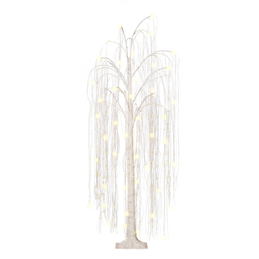 6 ft Pre-Lit Outdoor Willow Tree With 360 Warm White Multi-Function Dual LED Lights Outdoor UL Adapter Stand Included