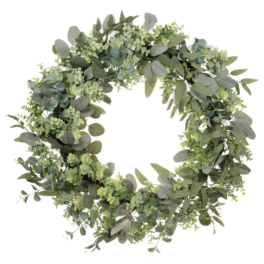 30" Artificial Eucalyptus Spring Wreath With Creeping Jenny Leaves