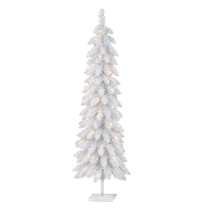 4 ft Pre-Lit White Artificial Alpine Pencil Tree