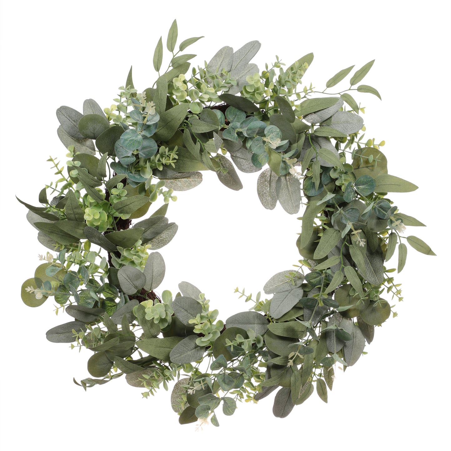 24" Artificial Eucalyptus Spring Wreath With Creeping Jenny Leaves