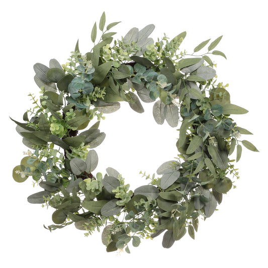 24" Artificial Eucalyptus Spring Wreath With Creeping Jenny Leaves