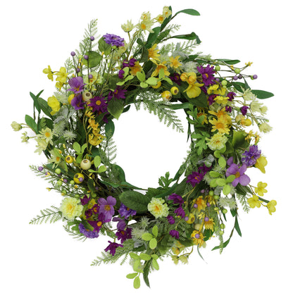 24" Artificial Spring Mixed Floral Wreath