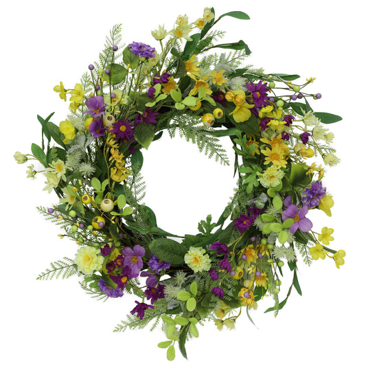 24" Artificial Spring Mixed Floral Wreath