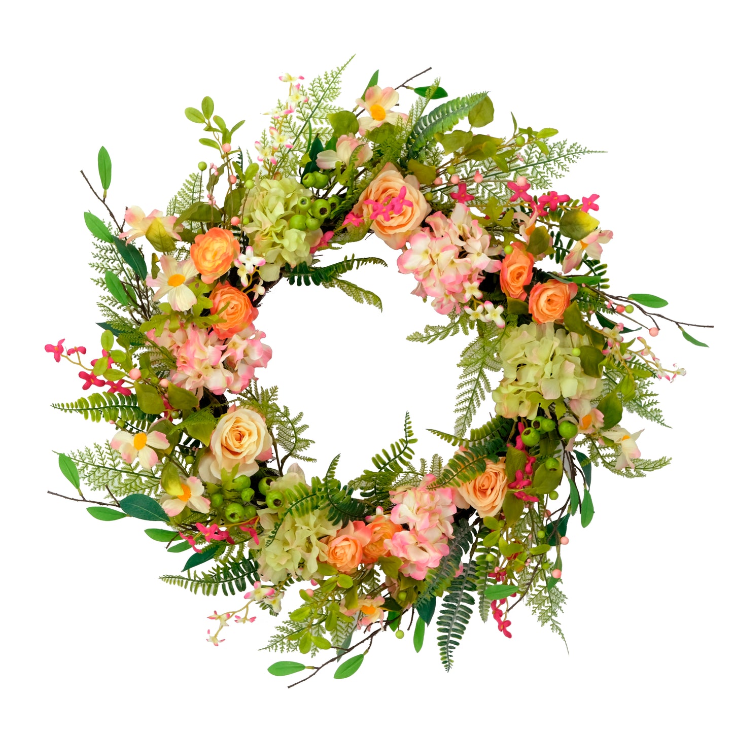 Puleo International 30" Artificial Rose Floral Spring Bouquet Door Wreath