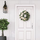 24" Artificial Rose,Camellia,babysbreath Floral Spring Wreath With Green Leaves