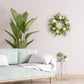 24" Artificial Camellia,Peony Floral Spring Wreath With Green Leaves