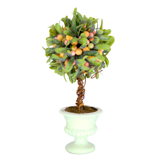 Puleo International 14" Artificial Mini Spring Mistletoe Tree with Berries in Potted Pulp