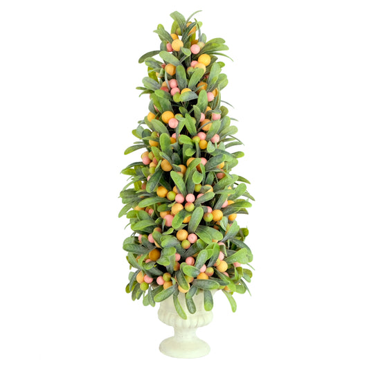 Puleo International 20" Artificial Mini Spring Mistletoe Tree with Berries in Potted Pulp