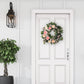 24" Artificial Rose,Camellia,babysbreath Floral Spring Wreath With Green Leaves
