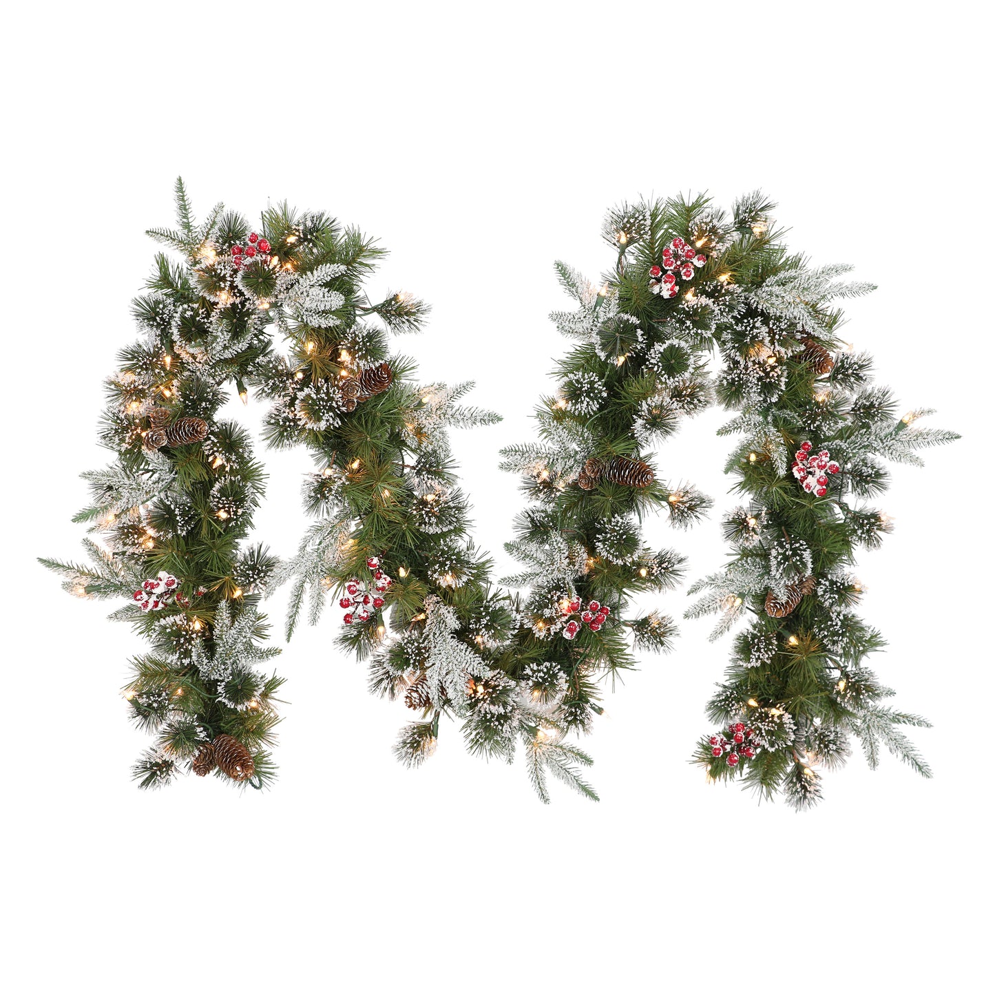 Pre-Lit 9' x 10" Decorated Christmas Garland with 100 Lights, Green