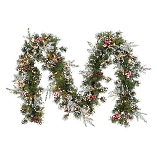 Pre-Lit 9' x 10" Decorated Christmas Garland with 100 Lights, Green