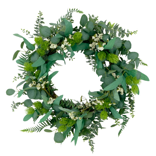 Puleo International 24" Artificial Eucalyptus Floral Spring Door Wreath