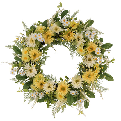30" Artificial Chrysanthemum And Daisy Floral Spring Wreath