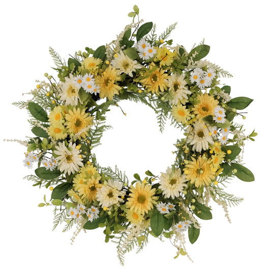 30" Artificial Chrysanthemum And Daisy Floral Spring Wreath
