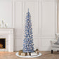 6 ft Pre-Lit Flocked Blue Artificial Alpine Pencil Tree